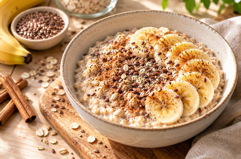 Haferflocken-Porridge mit Banane und Zimt